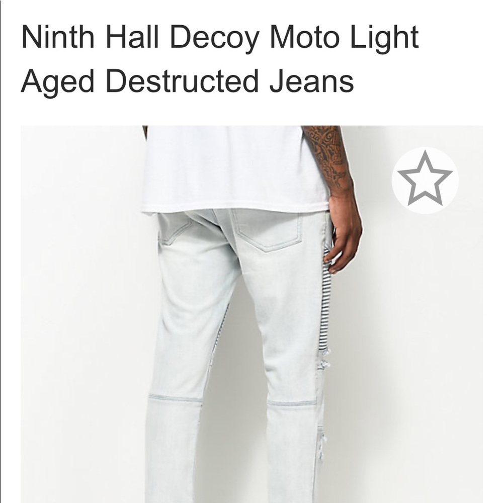 NINTH HALL Decoy Moto Light Aged Destructed JeansN